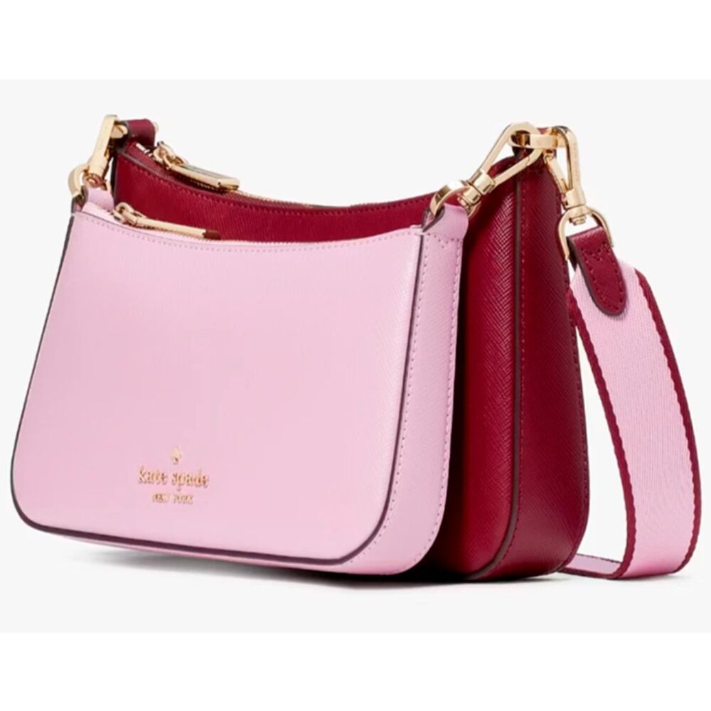 S Kate Spade Duet Purple & Pink Leather Crossbody Bag KH759 Purse NWT $349